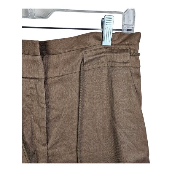 White House Black Market Pants Brown‎ Linen Blend Classic Wide Leg Size 6 - Picture 12 of 13